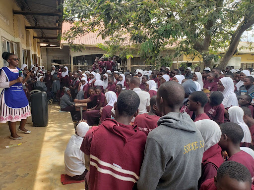 A health worker from Kinoni Health Centre III conducts a school dialogue at Sseke Secondary School in Kinoni Town Council, Lwengo District on 11th March, 2026 